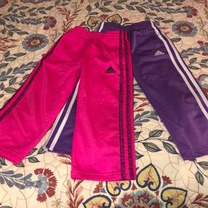 Two pairs of Adidas toddler girl’s track pants 3T